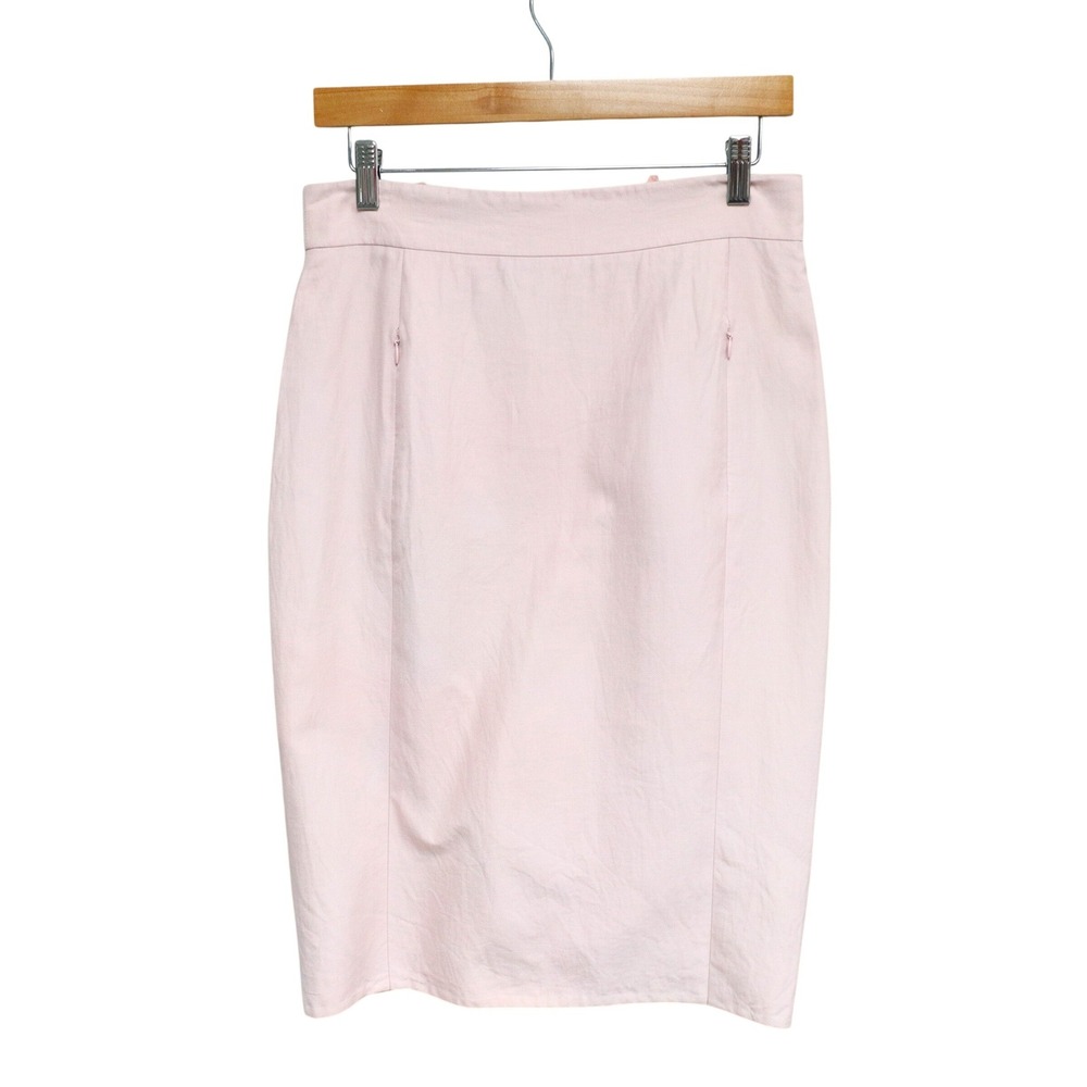 Akris‎ Cotton Silk Pencil Skirt US 8 Knee Length Pink Business Career Minimalist